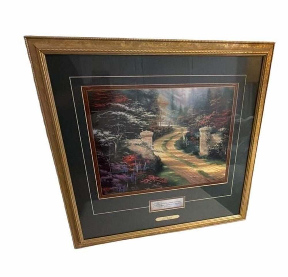 Thomas Kinkade Framed Art Print Spring Gate with Scripture